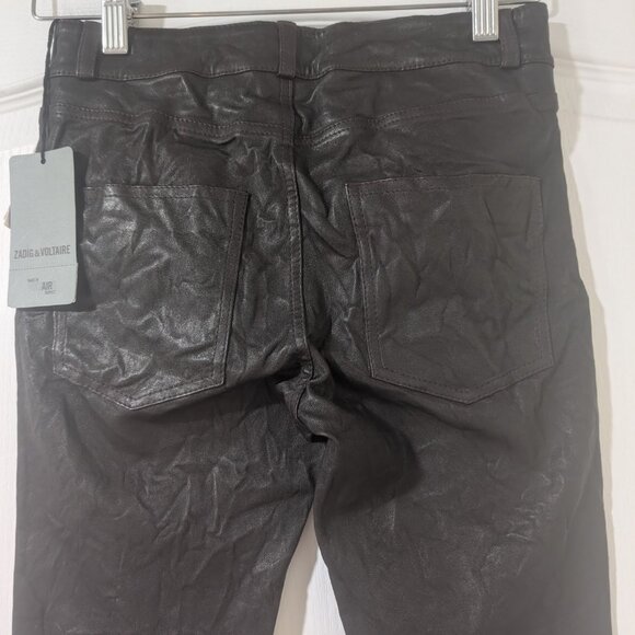 Zadig & Voltaire | Phlame Crinkled Leather Pants In Chocolate Brown - Picture 5 of 15